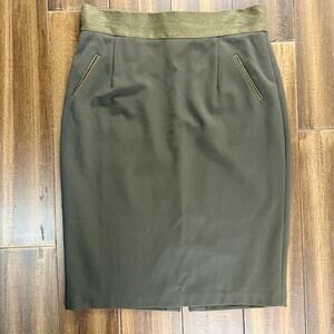 Antonio Melani size 8 Olive Green Pencil Skirt High Waisted Zip Up